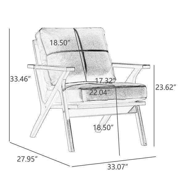 Oliver 33" Wide Solid Wood Frame Upholstered Mid Century